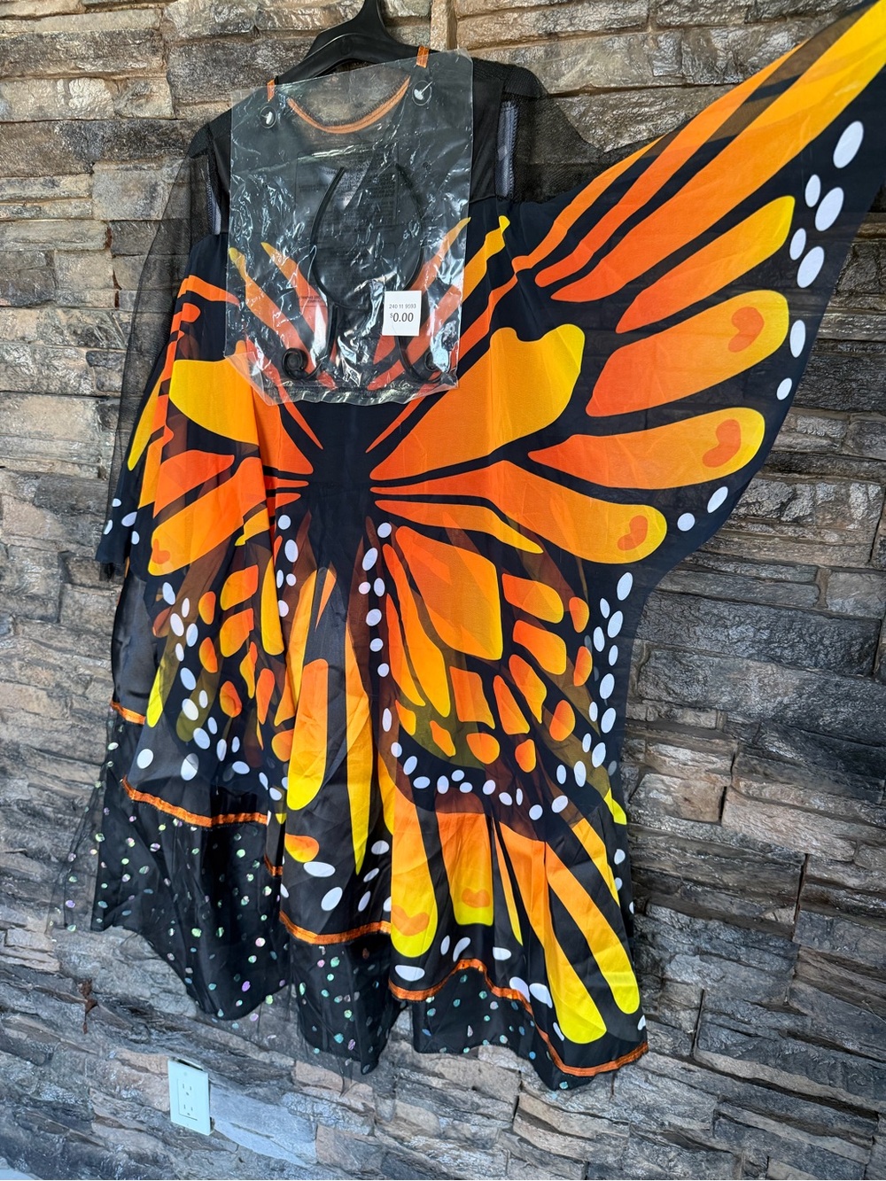 Spirit Girls' Butterfly Wing Dress - Black, Orange, Yellow